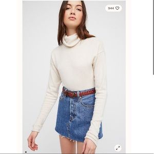 Free People Cashmere Turtleneck Cropped Sweater